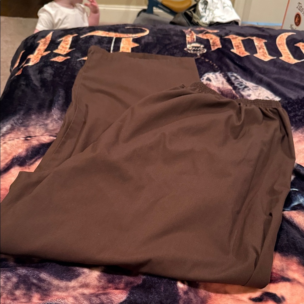 Shamron Men's Brown lounge stretch waist scrub type Pants-6XL-28” inseam